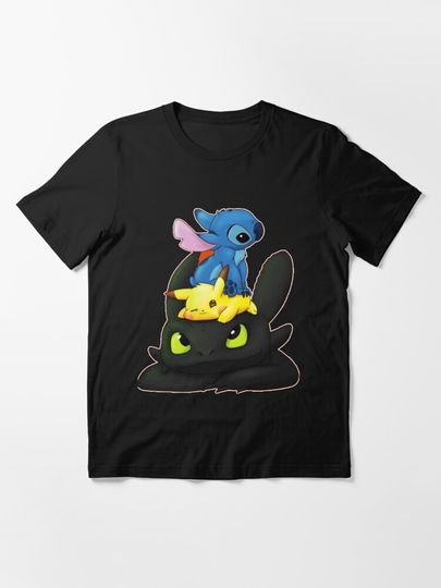 Stitch Pika & Toothless T-Shirt, Disney Stitch T-Shirt