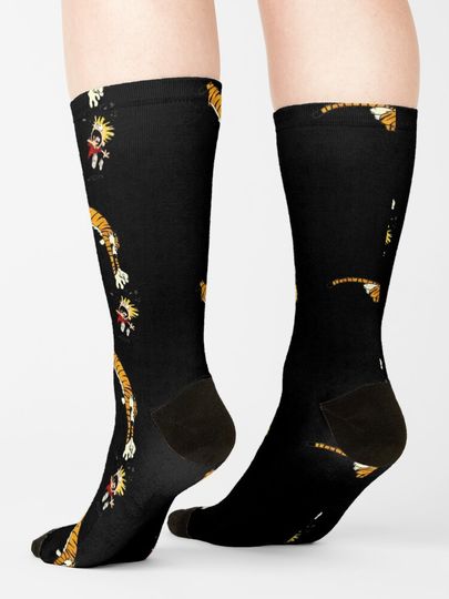 hobbes pouncing on Calvin  Socks