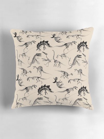 Dinosaur Skeleton Diagrams Pillow