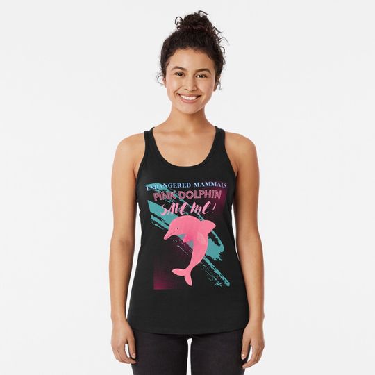 Dolphin  Pink Dolphin Tank Tops