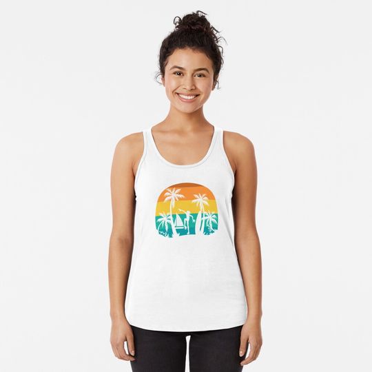 Frog At The Beach  Racerback Tank Top