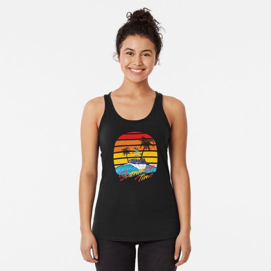 Frog At The Beach  Racerback Tank Top