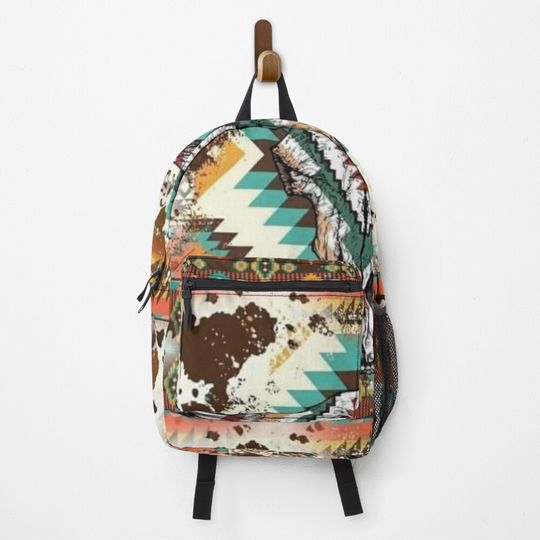 Aztec Cow Print Bull Skull  Backpack