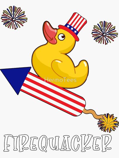 Firequacker, Fourth of July, July 4th Design Sticker