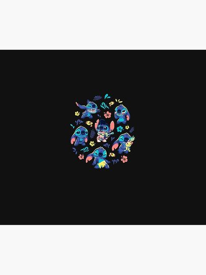 Cute Stitch Pattern Throw Blanket – 90s Kid Cartoon Alien Hawaii Style