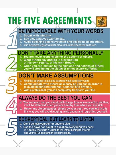 the five agreements | the four agreements + the fifth agreement Premium Matte Vertical Poster