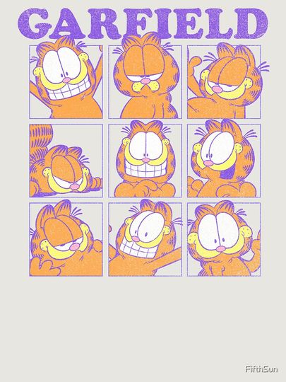 Garfield Many Faces Distressed Grid Premium Sweatshirt