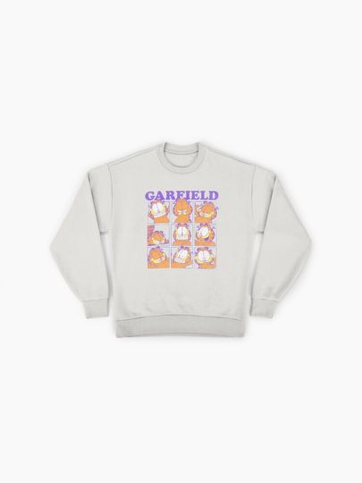 Garfield Many Faces Distressed Grid Premium Sweatshirt