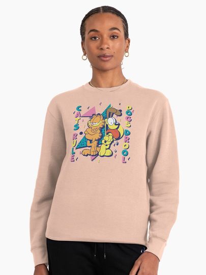 Garfield And Odie Cats Rule Dogs Drool Pullover Sweatshirt