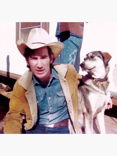 Townes Van Zandt and dog Premium Matte Vertical Poster