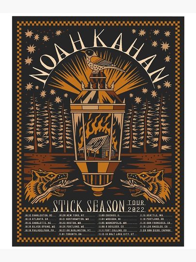 Noah Kahan Stick Season Tour 2022 Retro Premium Matte Vertical Poster