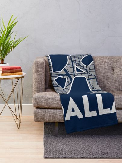 Love Dallas City Map Dallas Throw Blanket