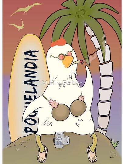 Poguelandia Flag Chicken In Coconut Bra And Crocs Tank Top