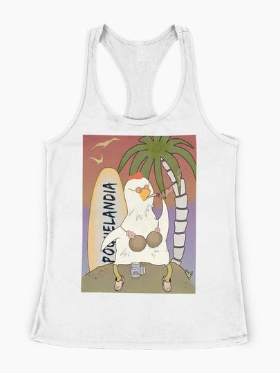Poguelandia Flag Chicken In Coconut Bra And Crocs Tank Top