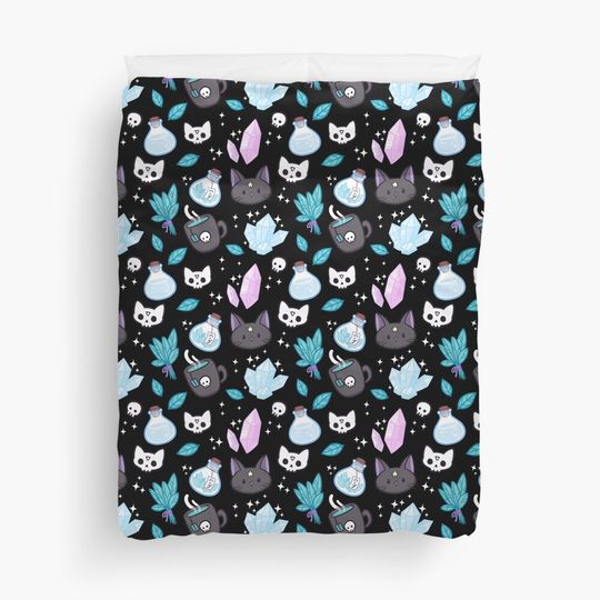 Herb Witch // Black | Nikury Duvet Cover