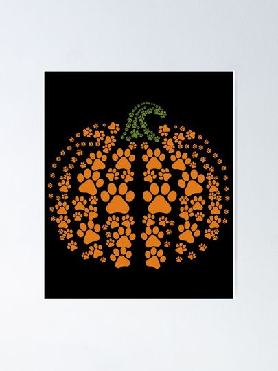 Pumpkin Halloween Funny Dog Cat Pumpkin Poster