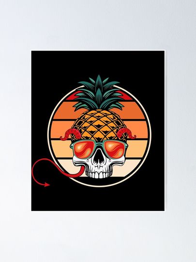 Pineapple Skull Halloween Funny Pineapple Lover Poster