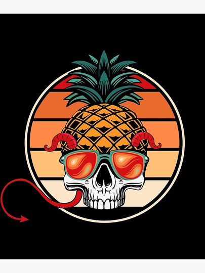 Pineapple Skull Halloween Funny Pineapple Lover Poster