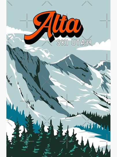 Alta Ski Area Winter Utah Vintage Premium Matte Vertical Poster