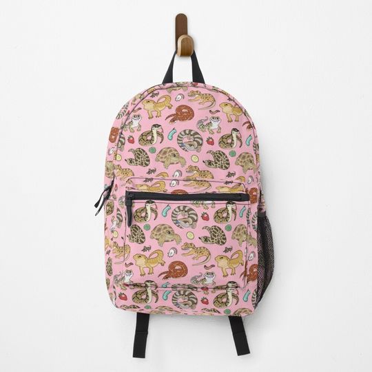 Reptile Pets Pattern Salmon Pink Backpack