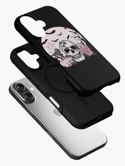 Skull Roses Pumpkins Halloween iPhone Case