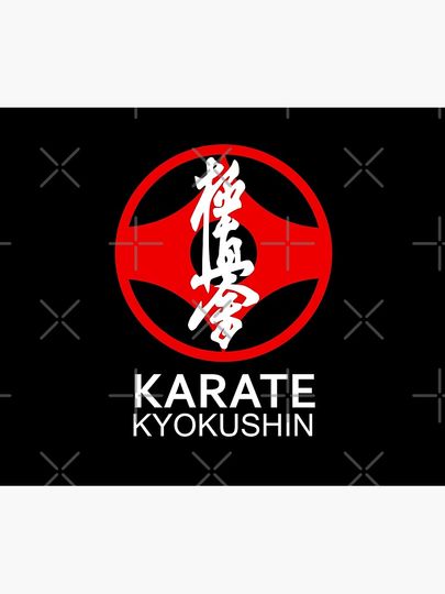 Kyokushin Karate Symbol and Kanji White Text Tapestry