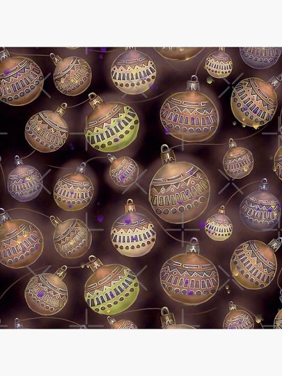 Vintage Painted Christmas Balls Pattern Pillow