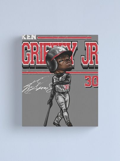 Cute Ken Griffey Jr Cartoon Canvas