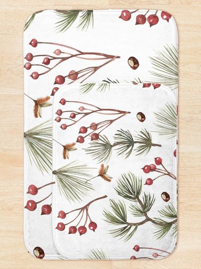  Botanicals Chistmas Feeling Bath Mat