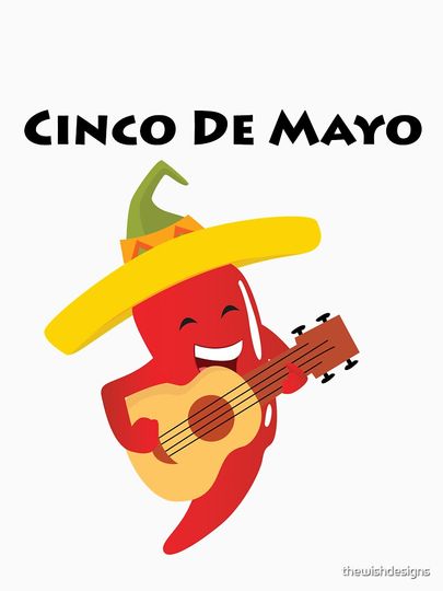 Happy Cinco De Mayo Pepper Playing Guitar Baseball T-Shirt