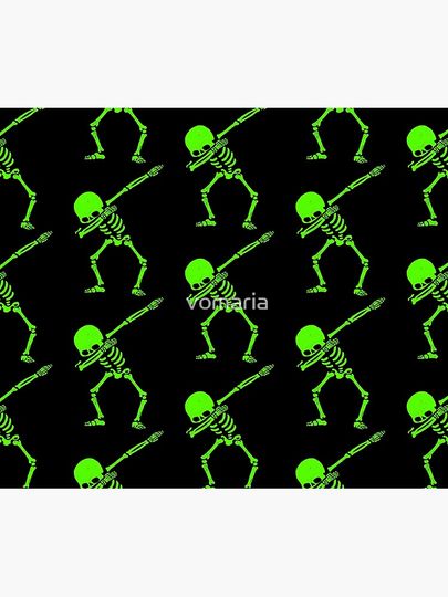 Dabbing Skeleton Green Duvet Cover