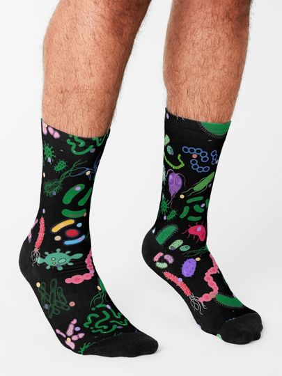 Microbiologist pattern microbes, virus, bacteria-microbiology              Socks