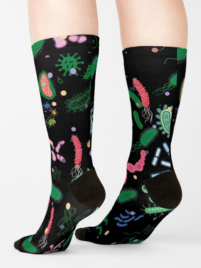 Microbiologist pattern microbes, virus, bacteria-microbiology              Socks
