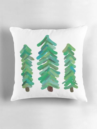Watercolor Pine Trees Pillow