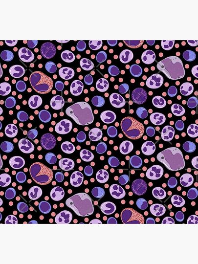 Large White Blood Cell Pattern Black Background Socks