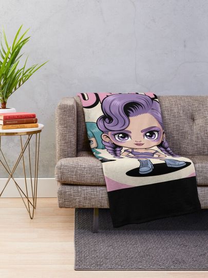 Minimalist Huntrix Portrait - Pastel Soft K-pop Wall Art Fleece Blanket, Gift For Fan