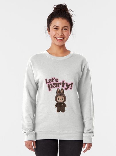 Let's party  labubu cute stickers  Pullover Sweatshirt