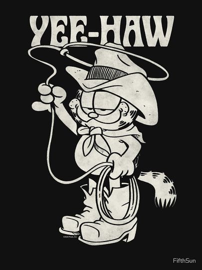 Garfield Cowboy Yee-Haw Vintage Retro Big Chest Portrait Premium Hoodie