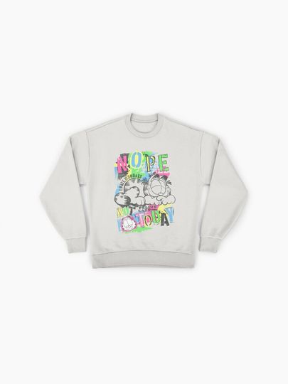 Garfield Nope Not Today Lazy Feline Retro Graffiti Premium Sweatshirt