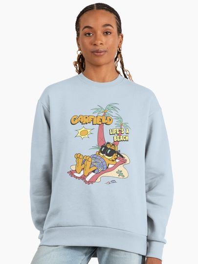 Garfield Life's A Beach Retro Vintage Tropical Cat Nap Premium Sweatshirt