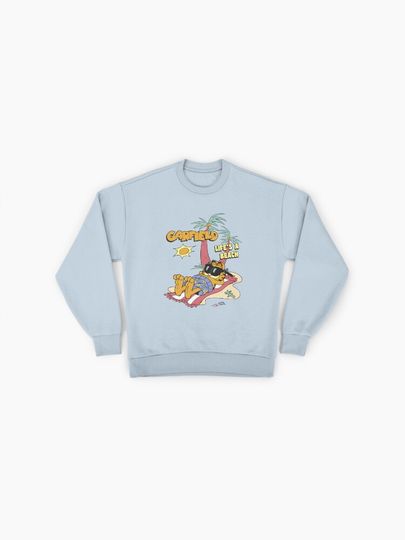 Garfield Life's A Beach Retro Vintage Tropical Cat Nap Premium Sweatshirt