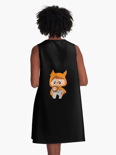 Labubu cute with doll A-Line Dress, Gift for Her