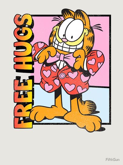 Garfield Valentine's Day Free Hugs Retro Comic Pastel Panel Premium Sweatshirt