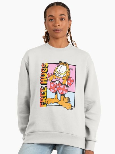 Garfield Valentine's Day Free Hugs Retro Comic Pastel Panel Premium Sweatshirt