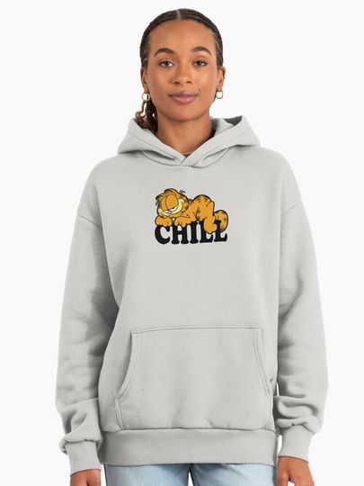 Garfield Vintage Retro Lazy Cat Bold Chill Logo Premium Hoodie