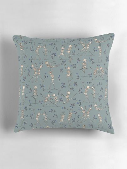Skeleton Dance — blue Pillow
