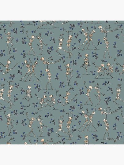 Skeleton Dance — blue Pillow