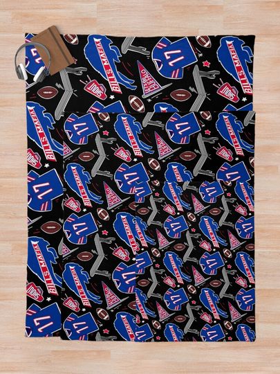 Buffalo Bills Josh Allen pattern (black) Throw Blanket