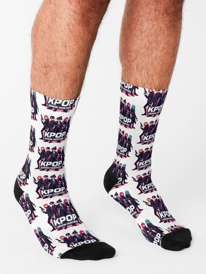 KPOP Demon Hunters – Neon Fantasy Logo Sticker Socks