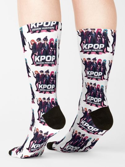 KPOP Demon Hunters – Neon Fantasy Logo Sticker Socks